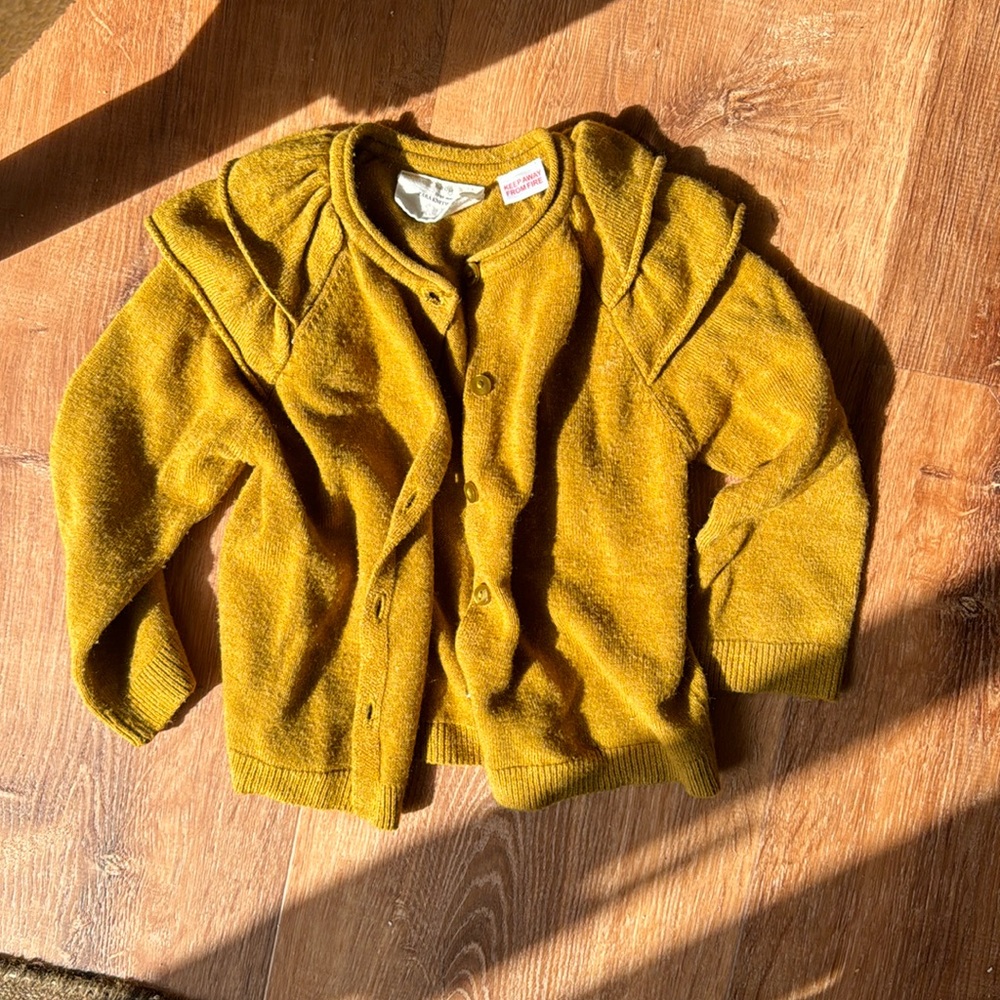 Zara 12 to 18 months knit cardigan with ruffles mustard color
